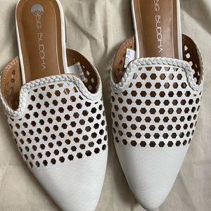 White holy mules worn twice! Leather material